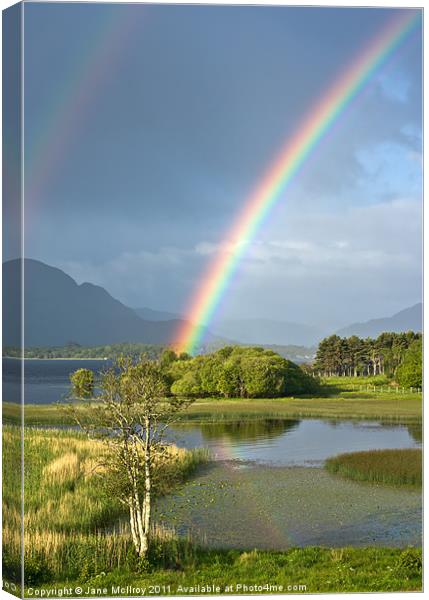 Irish Rainbow, Lower Lake, Killarney Canvas Print by Jane McIlroy