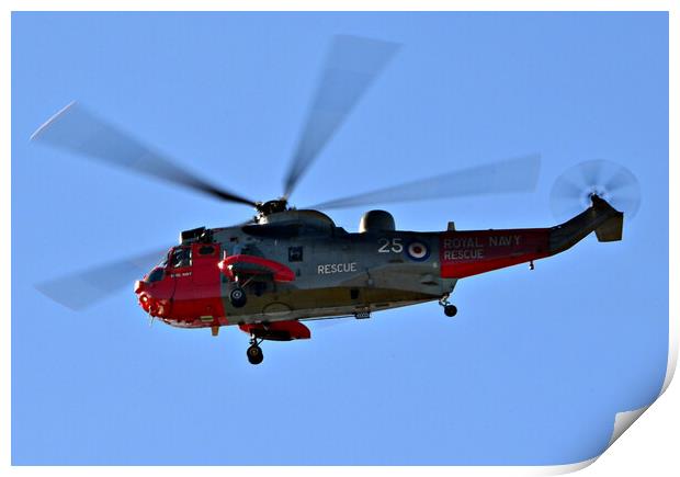 Royal Navy search and rescue Sea King Print by Allan Durward Photography