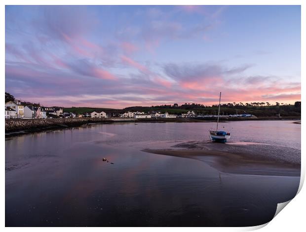 Yacht moored at Instow Quay Print by Tony Twyman