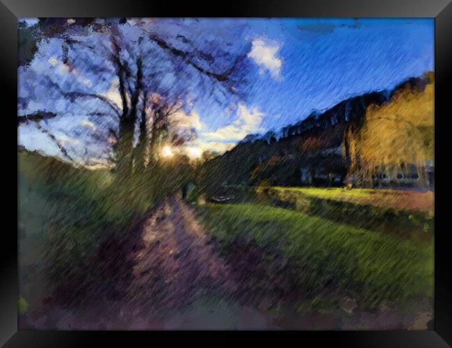 Canal Scene Oil Painting Effect Framed Print by Glen Allen