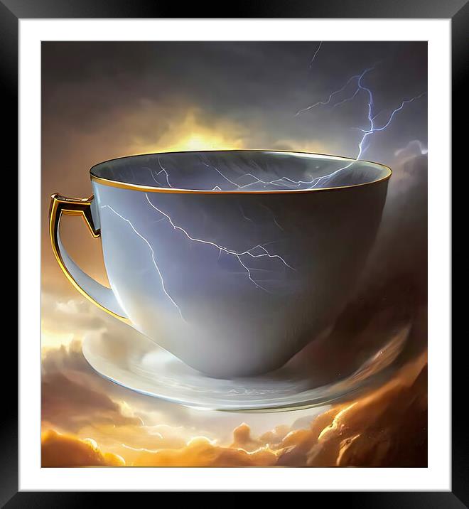 Tempest in a Teapot Framed Mounted Print by Roger Mechan