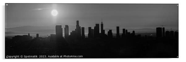 Aerial Panorama sunrise Silhouette view of Los Angeles  Acrylic by Spotmatik 