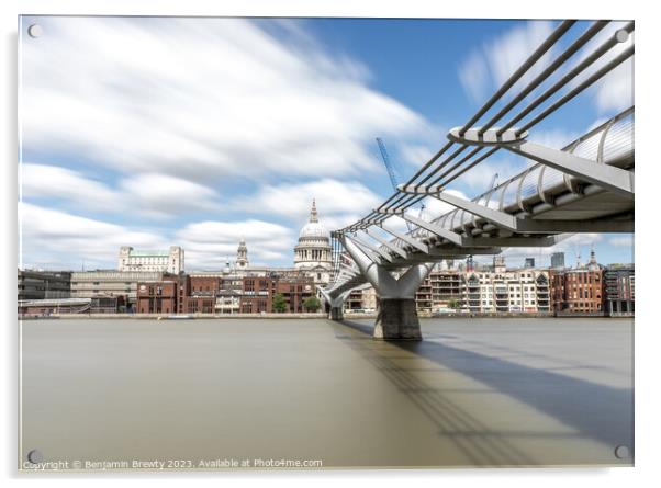 River Thames Long Exposure  Acrylic by Benjamin Brewty