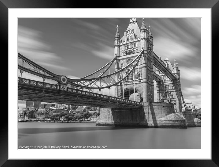 Tower Bridge Long Exposure Black & White  Framed Mounted Print by Benjamin Brewty