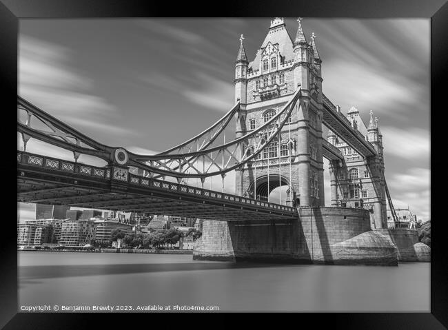 Tower Bridge Long Exposure Black & White  Framed Print by Benjamin Brewty