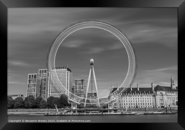 London Eye Long Exposure  Framed Print by Benjamin Brewty