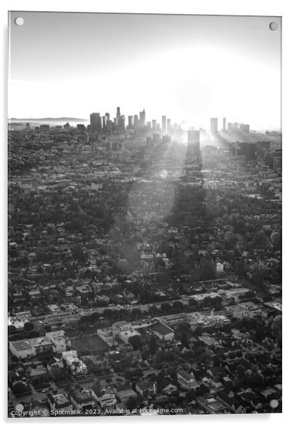Aerial sunrise view of Los Angeles skyline California Acrylic by Spotmatik 