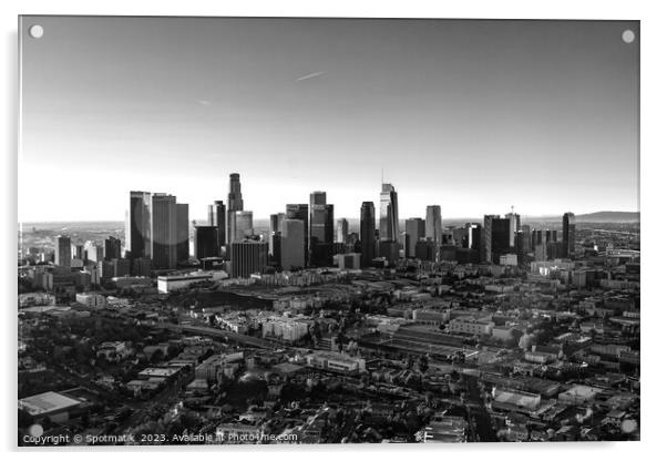 Aerial sunrise of Los Angeles central city skyscrapers  Acrylic by Spotmatik 