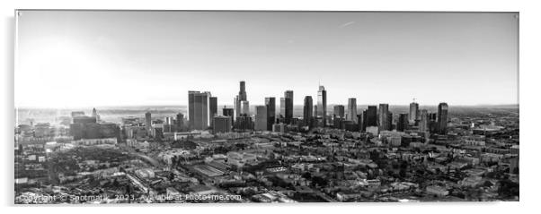 Aerial Panoramic skyline view of sunrise Los Angeles  Acrylic by Spotmatik 