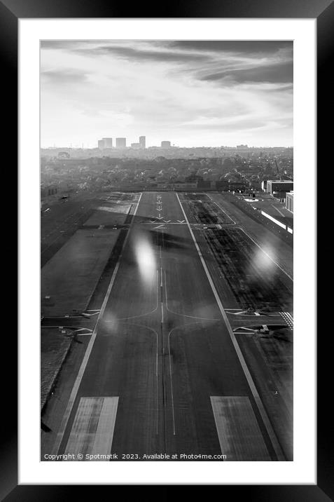Aerial POV sunrise aircraft taking off California Framed Mounted Print by Spotmatik 