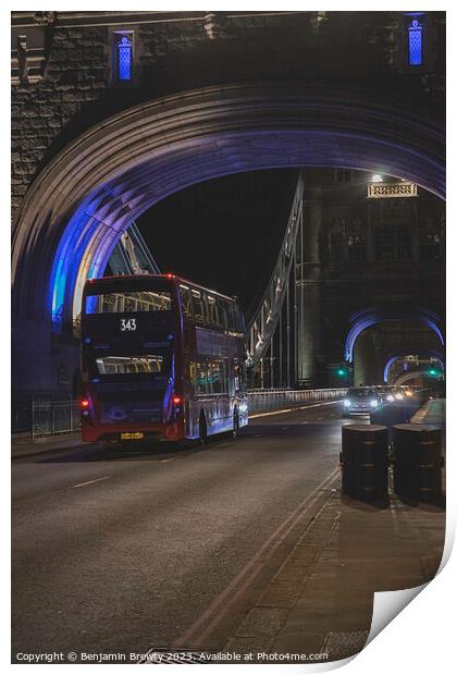 Bus On Tower Bridge  Print by Benjamin Brewty
