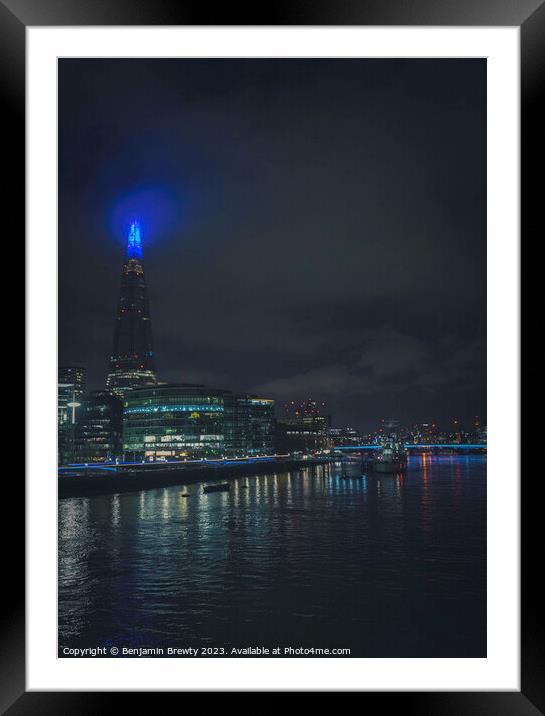 River Thames & The Shard Framed Mounted Print by Benjamin Brewty