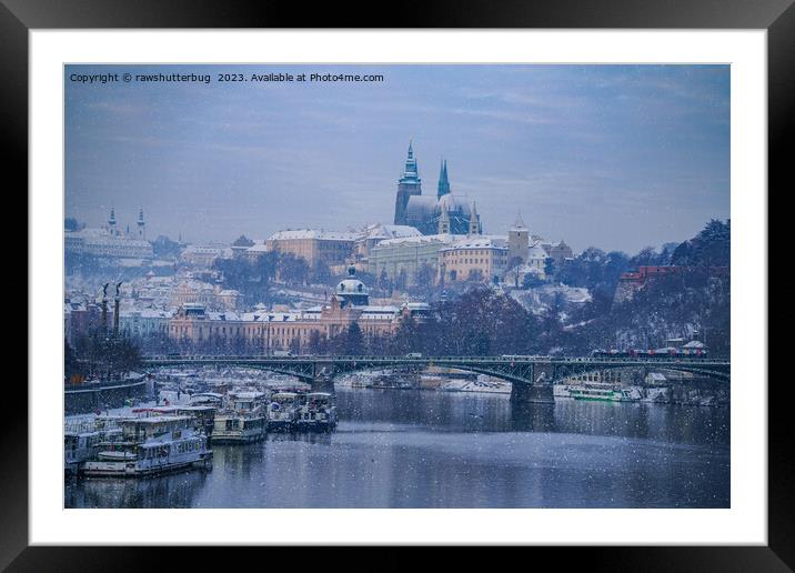 Prague Castle Winter Wonderland Framed Mounted Print by rawshutterbug 