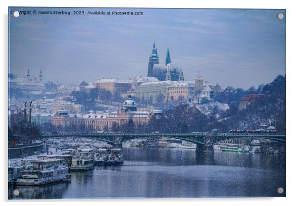 Prague Castle Winter Wonderland Acrylic by rawshutterbug 