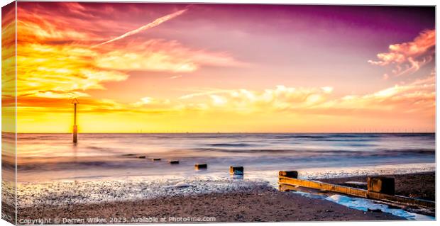Rhyl Beach Sunset North Wales Canvas Print by Darren Wilkes