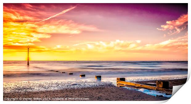 Rhyl Beach Sunset North Wales Print by Darren Wilkes