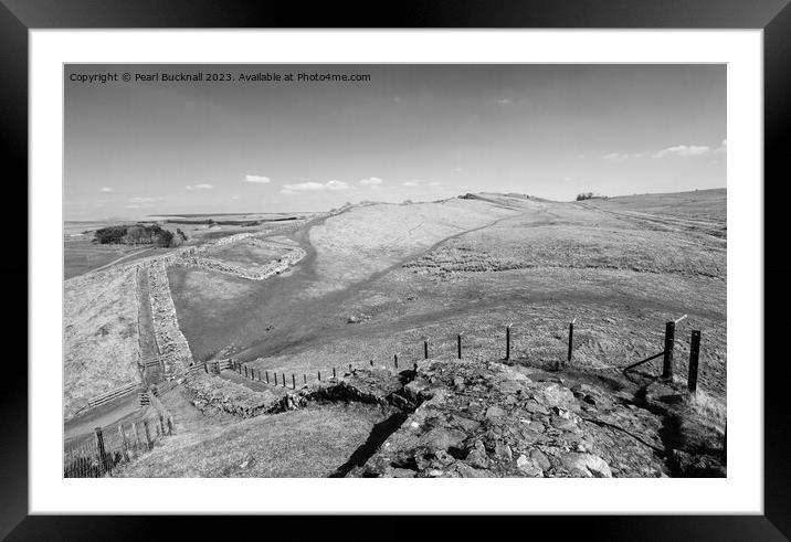 Hadrians Wall and Cawfields Roman Milecastle  Framed Mounted Print by Pearl Bucknall