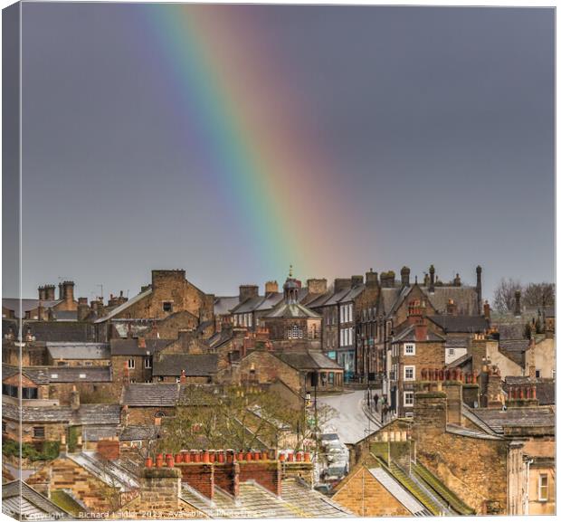 Barney Rooftops and Rainbow Canvas Print by Richard Laidler