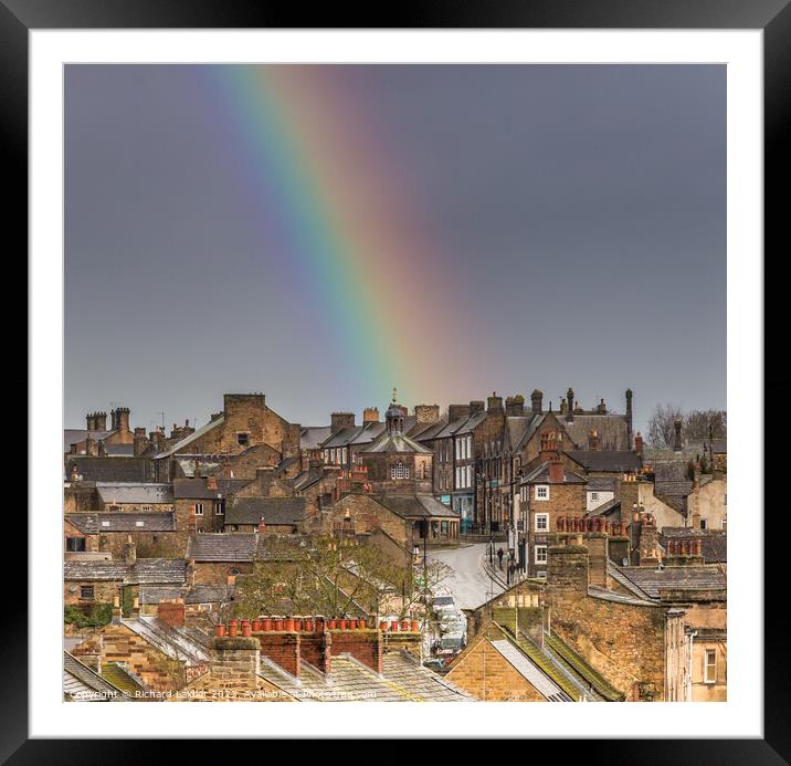 Barney Rooftops and Rainbow Framed Mounted Print by Richard Laidler