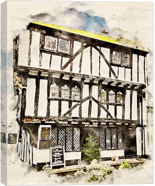 The Cherub Inn - Watercolour Canvas Print by Graham Lathbury