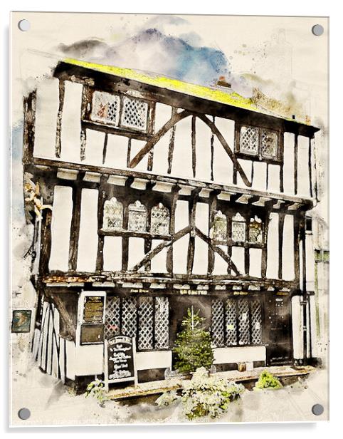 The Cherub Inn - Watercolour Acrylic by Graham Lathbury