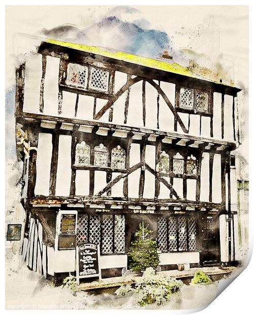The Cherub Inn - Watercolour Print by Graham Lathbury