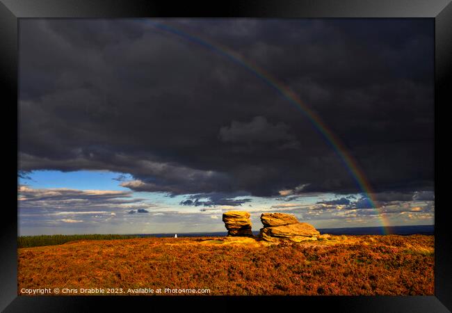 The Ox Stones caught in storm light. Framed Print by Chris Drabble