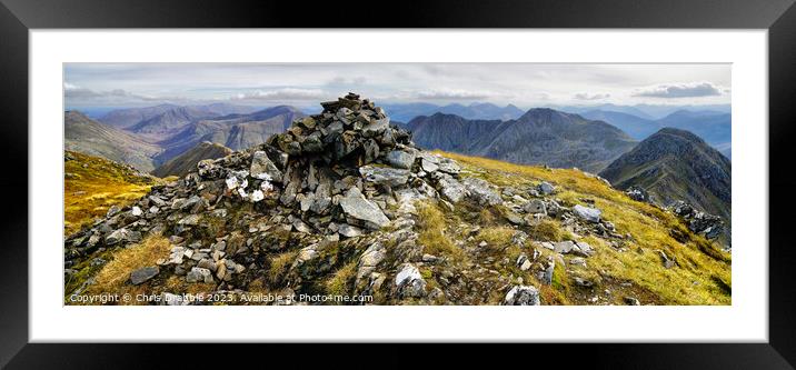The summit cairn of Sgurr Fuharan. Framed Mounted Print by Chris Drabble