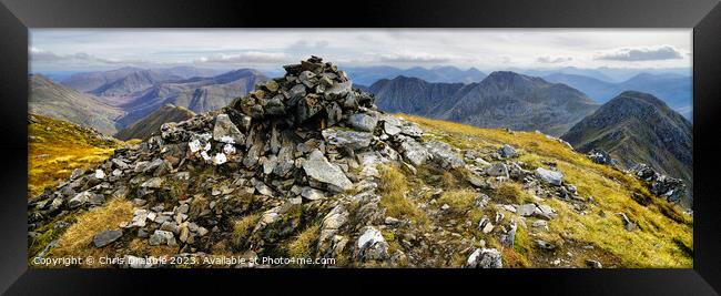 The summit cairn of Sgurr Fuharan. Framed Print by Chris Drabble