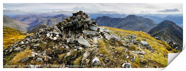 The summit cairn of Sgurr Fuharan. Print by Chris Drabble