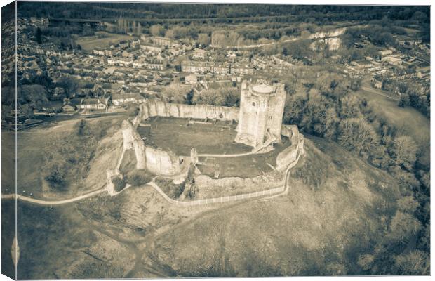 Conisbrough Castle Sepia Canvas Print by Apollo Aerial Photography