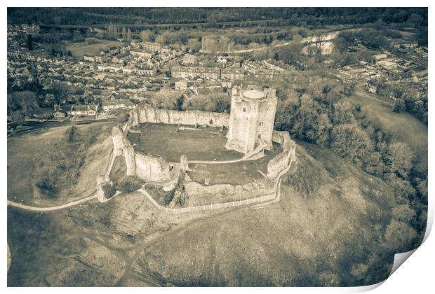 Conisbrough Castle Sepia Print by Apollo Aerial Photography