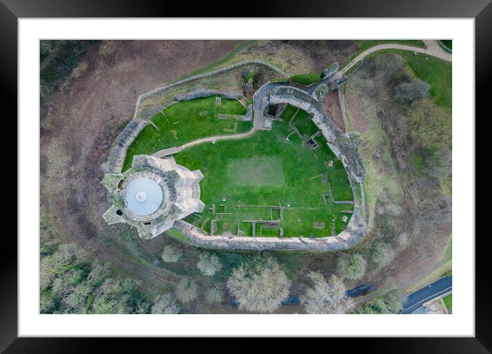 Conisbrough Castle and Keep Framed Mounted Print by Apollo Aerial Photography