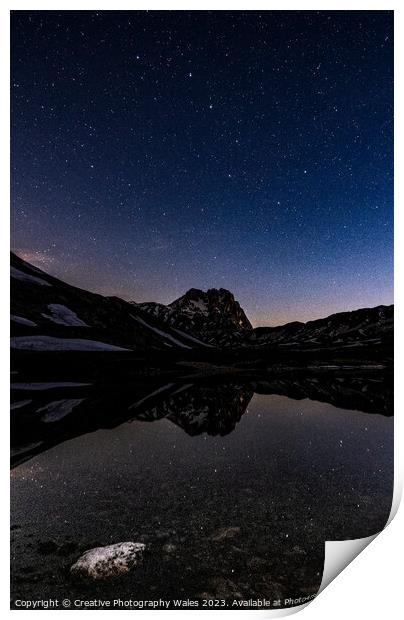 Night Sky at Gran Sasso National Park, The Abruzzo, Italy Print by Creative Photography Wales