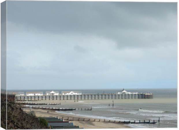 Serene Scenery by the Southwold Pier Canvas Print by Simon Hill