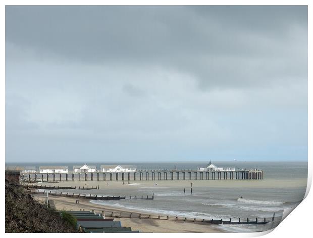 Serene Scenery by the Southwold Pier Print by Simon Hill