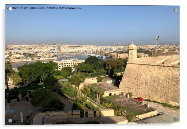 Sliema Marina seen from The Phoenicia Hotel in Valletta  Acrylic by Jim Jones