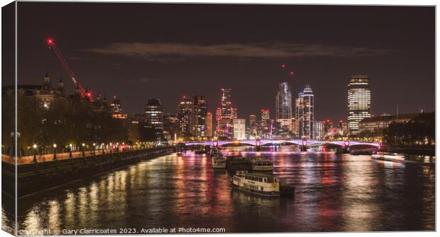 A Night on the Thames Canvas Print by Gary Clarricoates