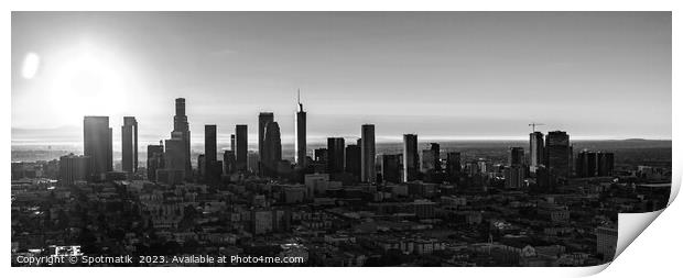 Aerial Panoramic view of Los Angeles sunrise USA Print by Spotmatik 