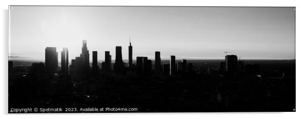 Aerial Panorama Los Angeles sunrise Silhouette Acrylic by Spotmatik 