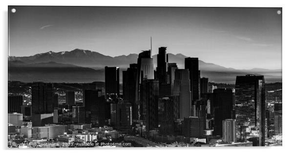 Aerial Panorama view sunrise downtown Los Angeles Acrylic by Spotmatik 