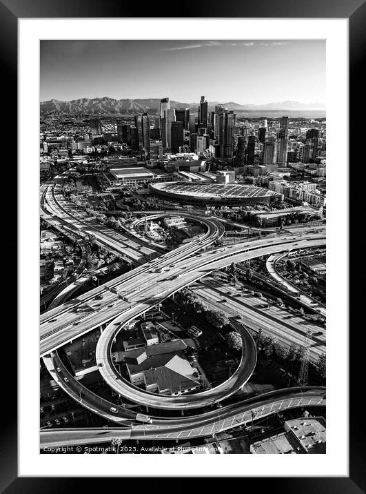 Aerial Los Angeles Santa Monica and Harbor Freeway Framed Mounted Print by Spotmatik 