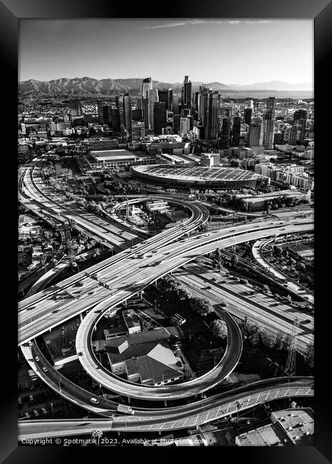Aerial Los Angeles Santa Monica and Harbor Freeway Framed Print by Spotmatik 