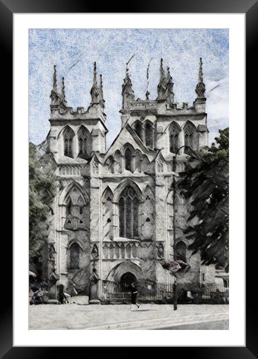 Selby Abbey Pastel - Digital Art Framed Mounted Print by Glen Allen