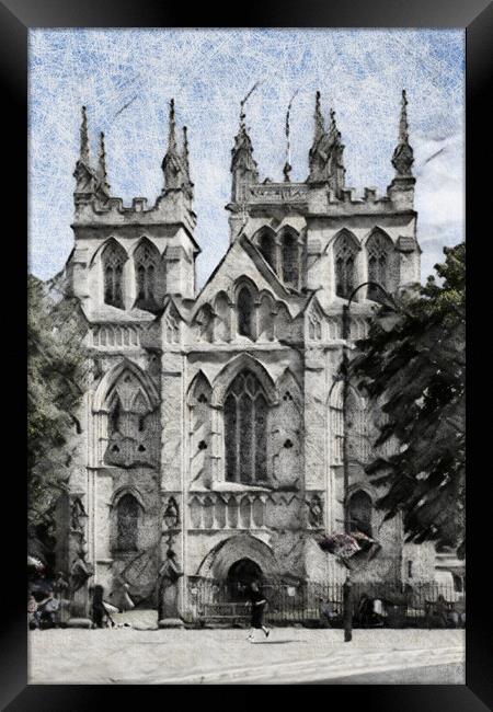 Selby Abbey Pastel - Digital Art Framed Print by Glen Allen