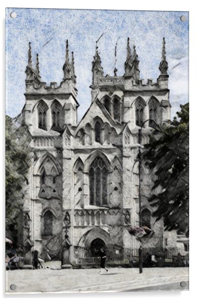 Selby Abbey Pastel - Digital Art Acrylic by Glen Allen