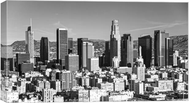 Aerial Los Angeles city skyscrapers California Canvas Print by Spotmatik 