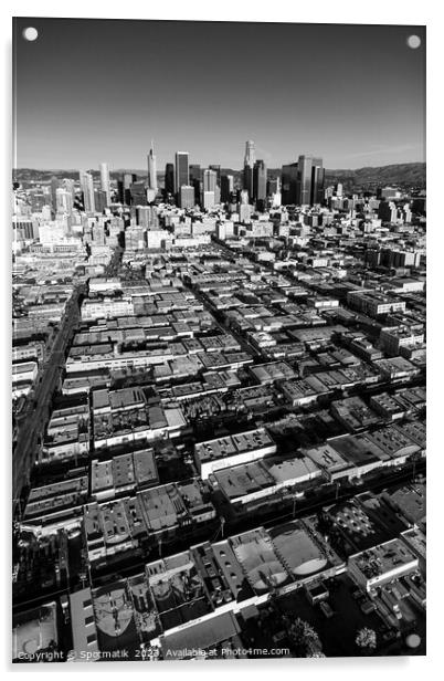 Aerial of Urban Los Angeles city skyscrapers USA Acrylic by Spotmatik 
