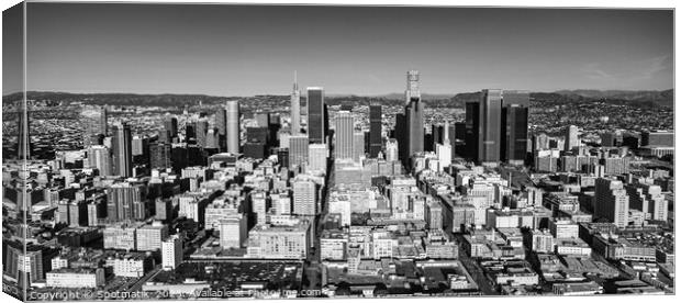 Aerial Panoramic Los Angeles downtown California Canvas Print by Spotmatik 