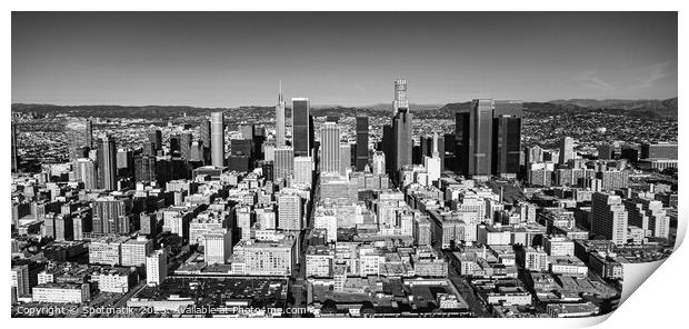 Aerial Panoramic Los Angeles downtown California Print by Spotmatik 